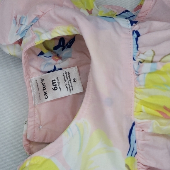 3/$30 NWT CARTER'S Floral Ruffle Dress Lightweight + Matching Diaper Cover - Picture 4 of 5